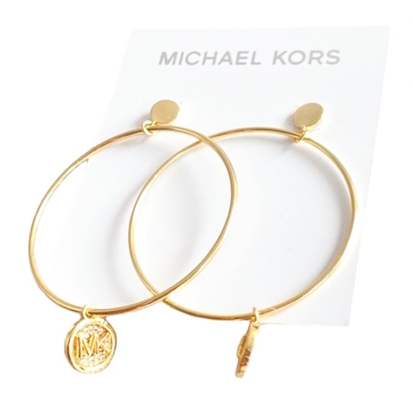 Michael Kors Large Logo Hoop Drop Earrings - Picture 5 of 6